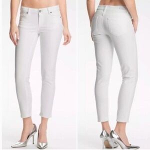 Paige Kylie Crop Jeans Optic White Summer Barbecue Skinny Low Rise Sz 27